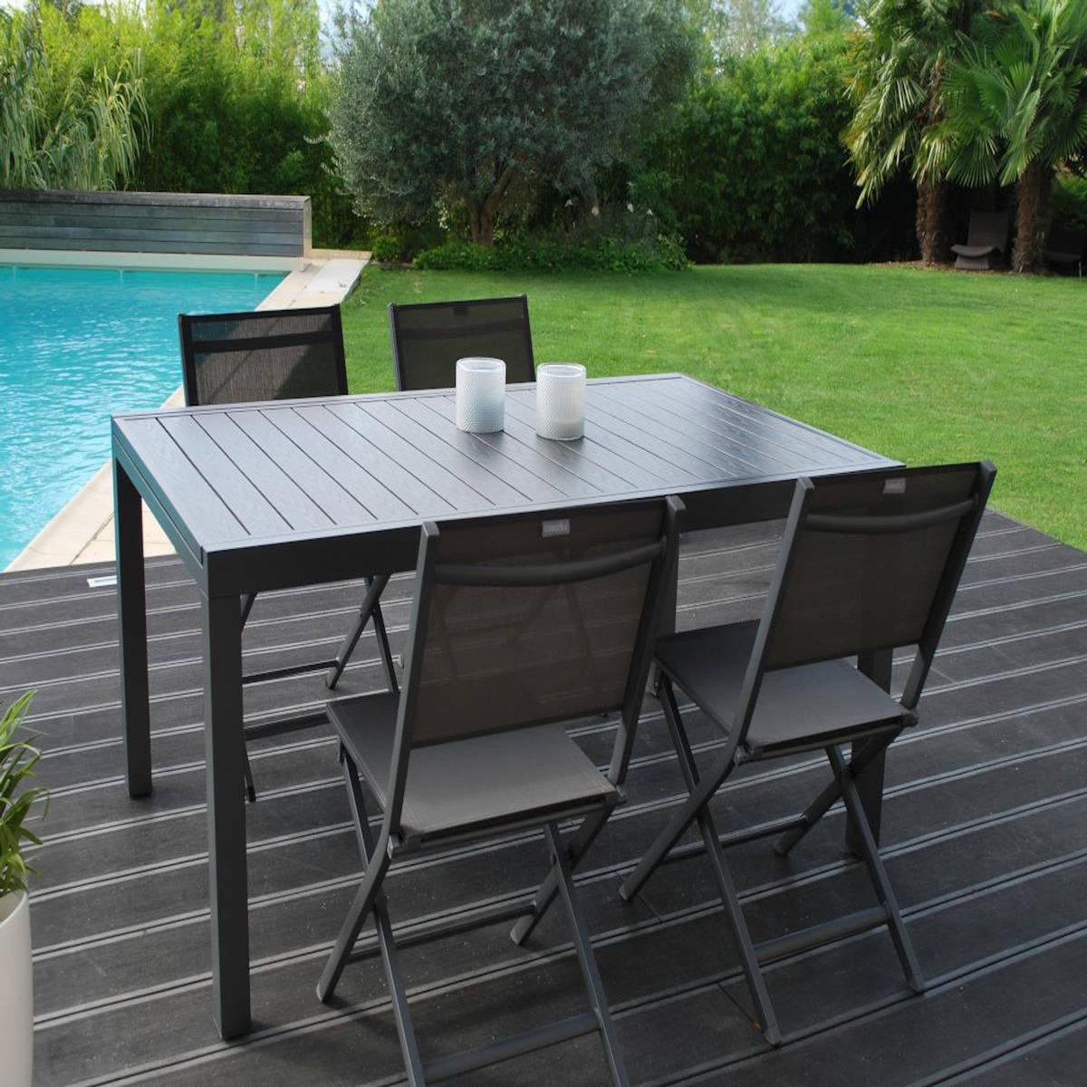 JARDIDECO Table de jardin Lanza extensible en aluminium - Jardideco