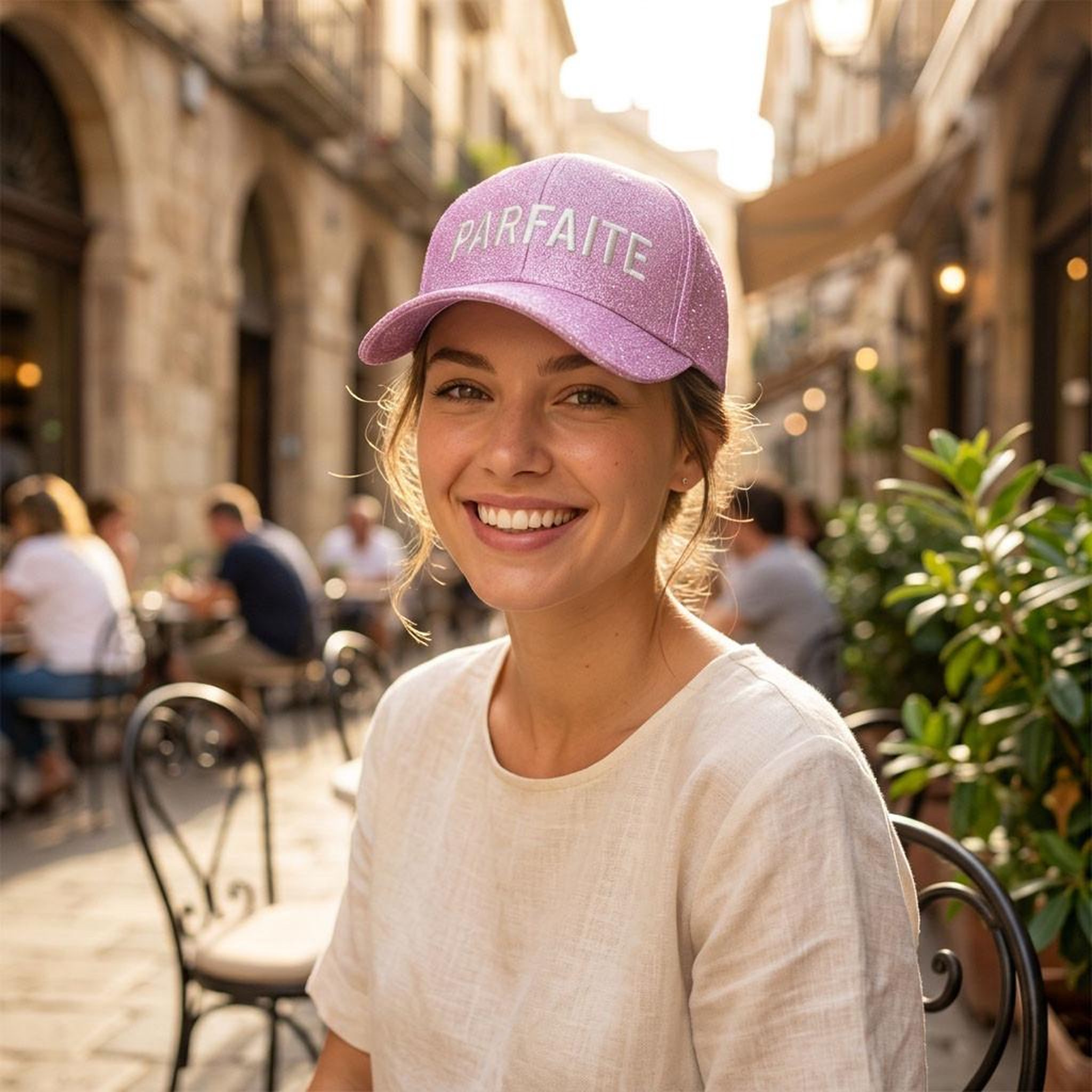Voir la diapositive 2 : OZABI OZABI Lot 2 Casquettes Pailletées Femme – Message Brodé Fantaisie Humoristique