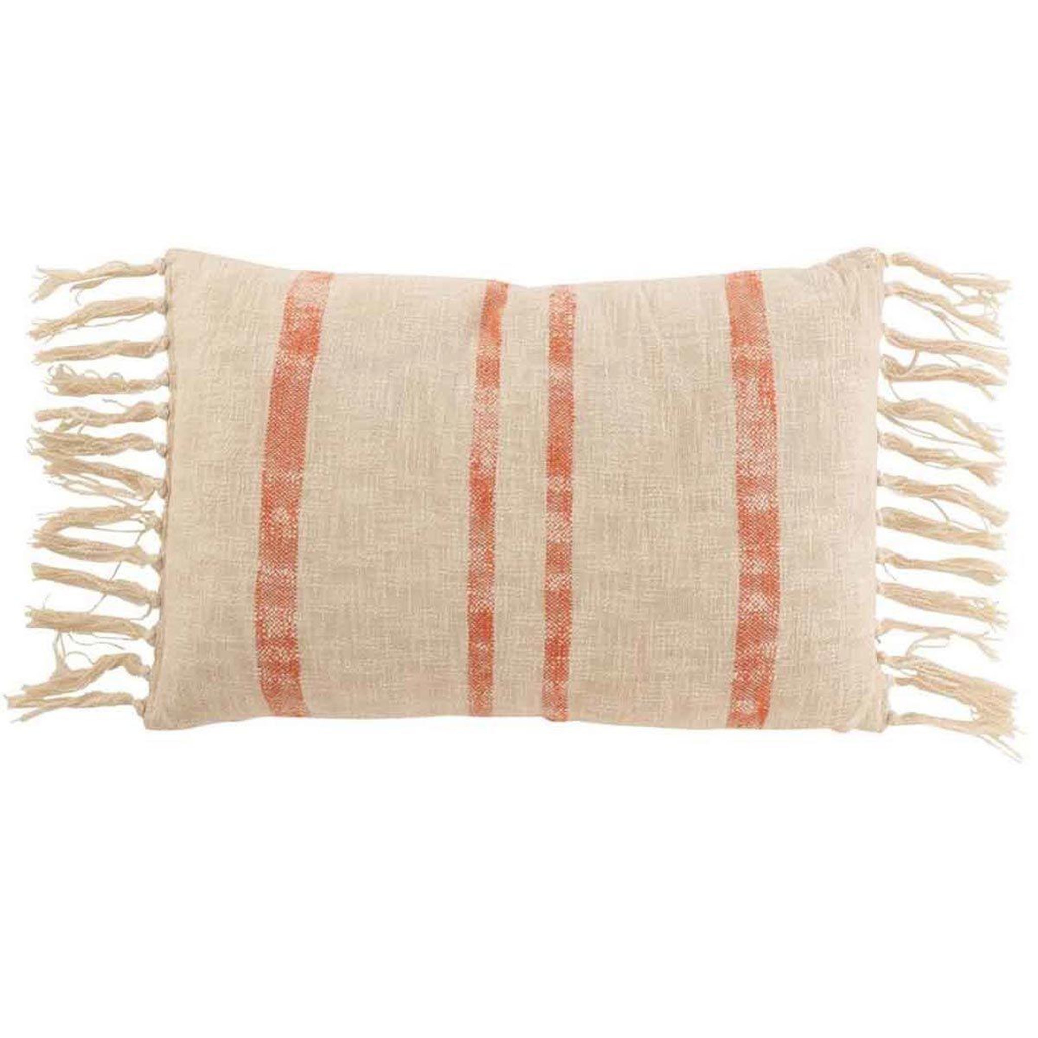 Voir la diapositive 1 : J-LINE Coussin déco  emma  40x60cm beige & orange