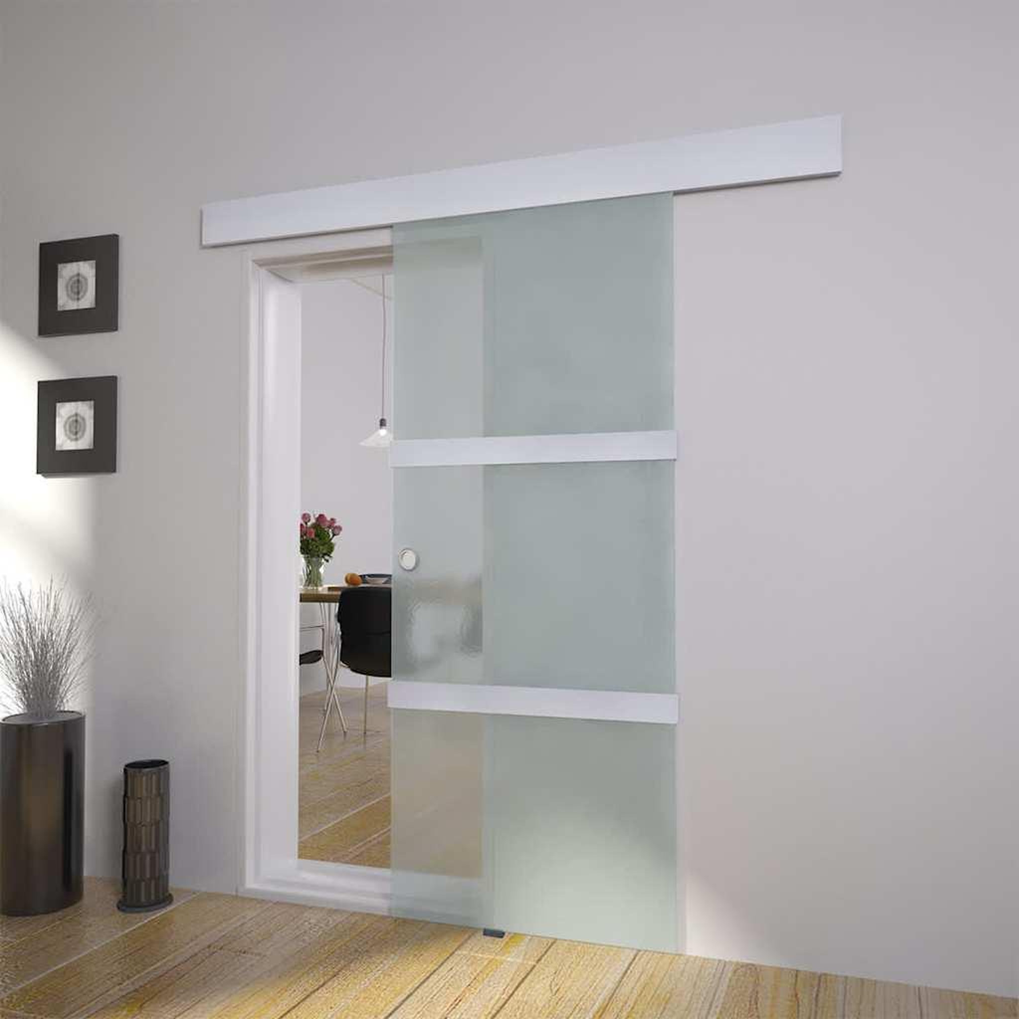 Voir la diapositive 2 : VIDAXL Porte coulissante Verre et aluminium 178 cm Argente