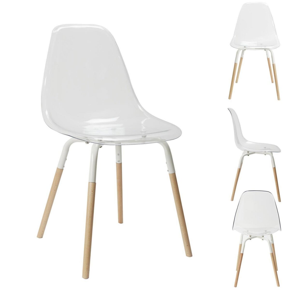 The Home Deco Factory Chaises scandinave Phenix en plastique et métal - Transparent