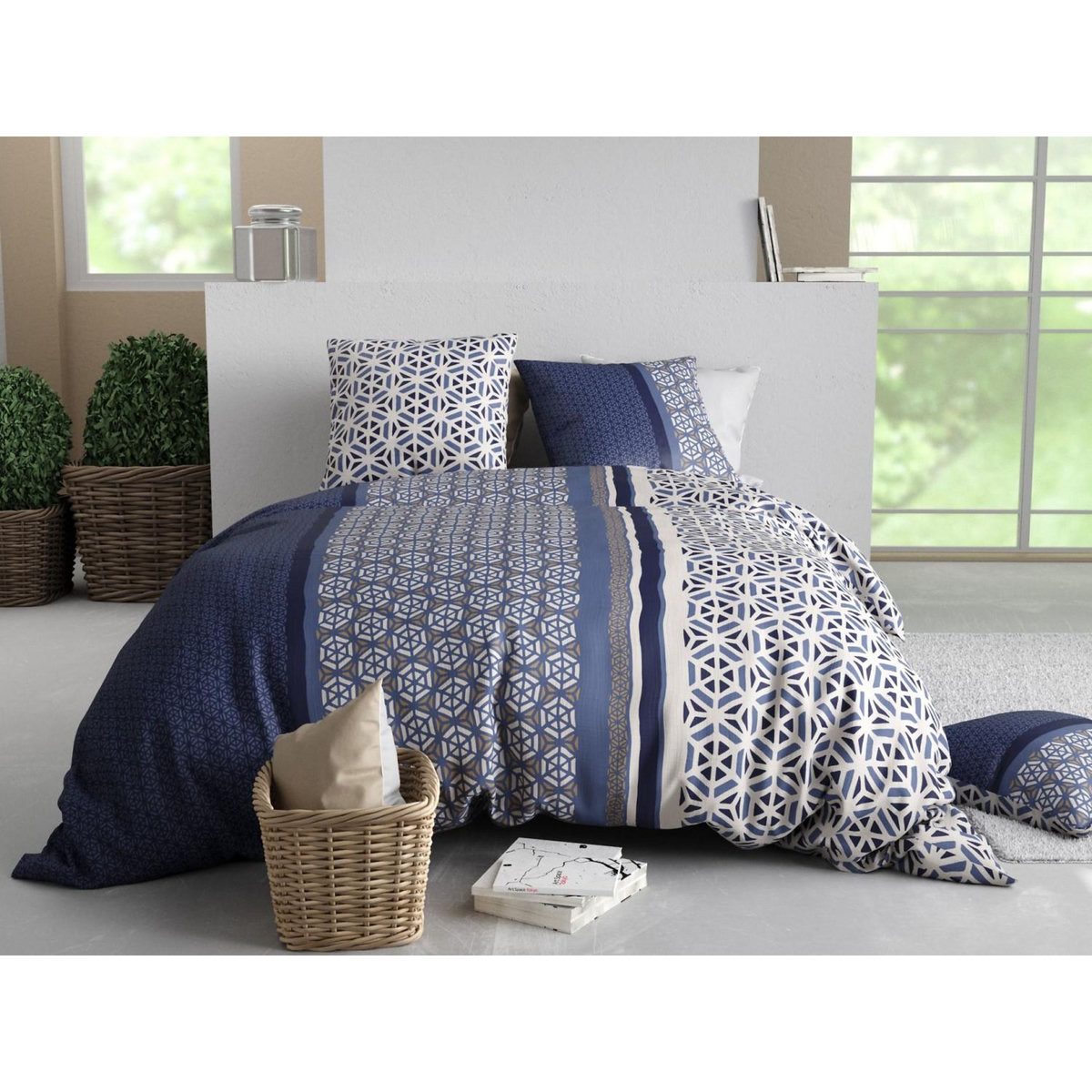 ATELIER DU COTON Parure housse de couette 100% coton 57fils mil