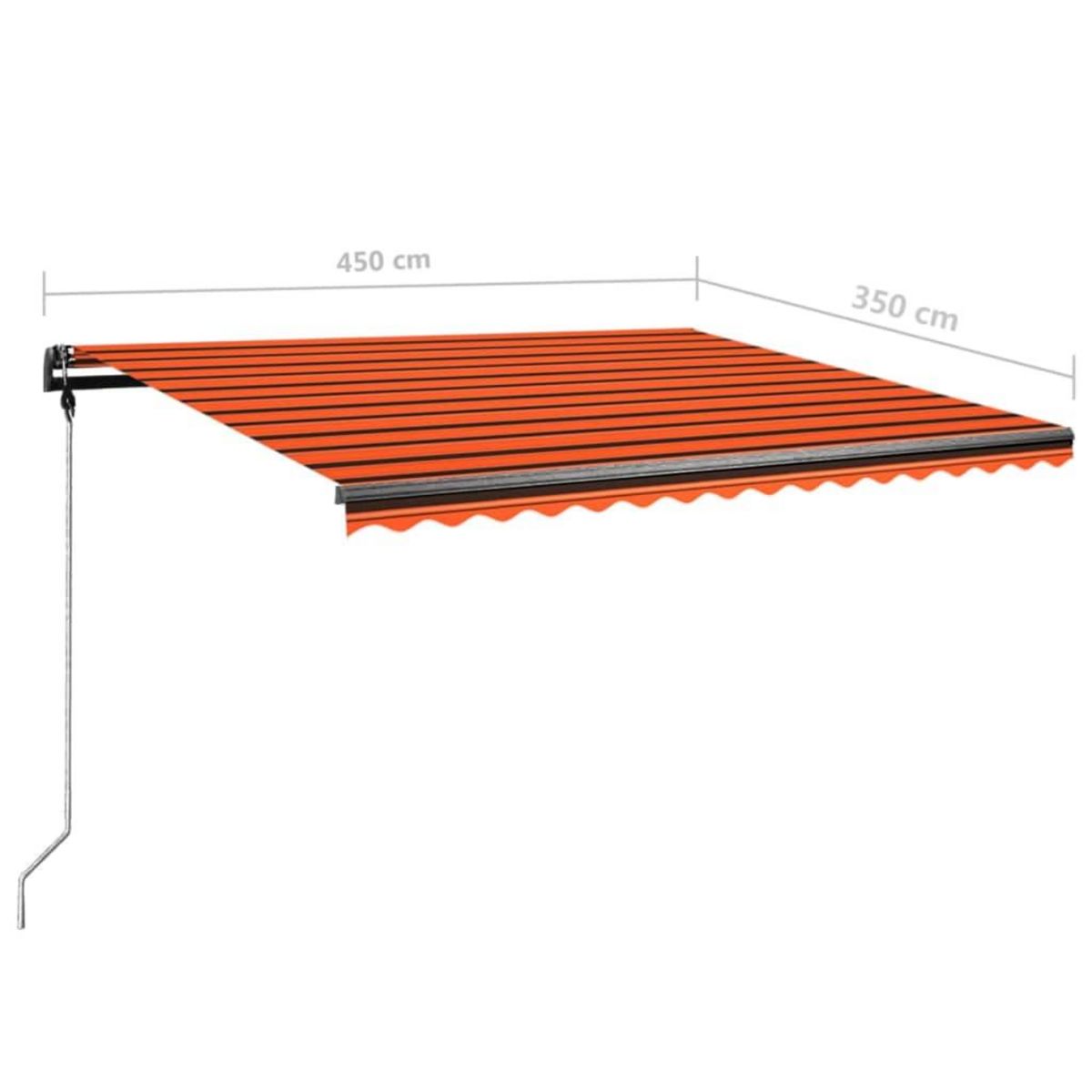 VIDAXL Auvent manuel retractable avec LED 450x350 cm Orange et marron