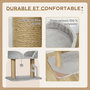 Voir la diapositive 4 : PAWHUT Arbre à chat 2 griffoirs jute naturelle panier jeu 2 boules suspendues avec clochettes peluche grise