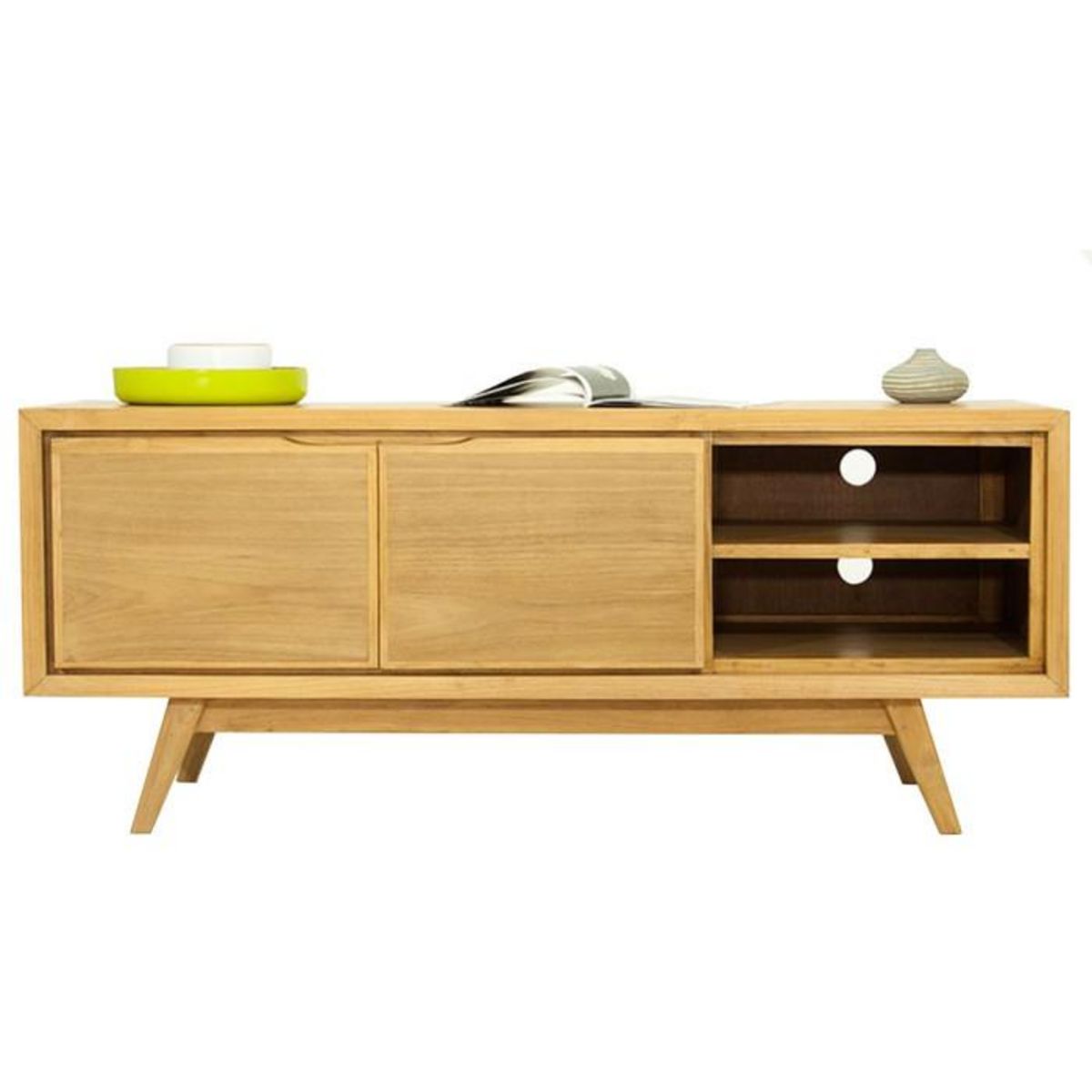 Paris Prix Meuble TV 2 Portes  Fiftees  136cm Naturel