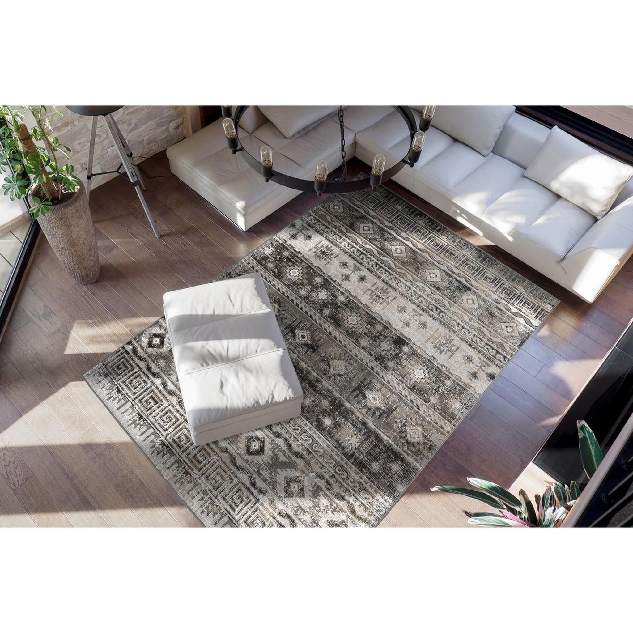 Voir la diapositive 2 : Paris Prix Tapis Ethnique à Poils Courts  Ariya  Gris