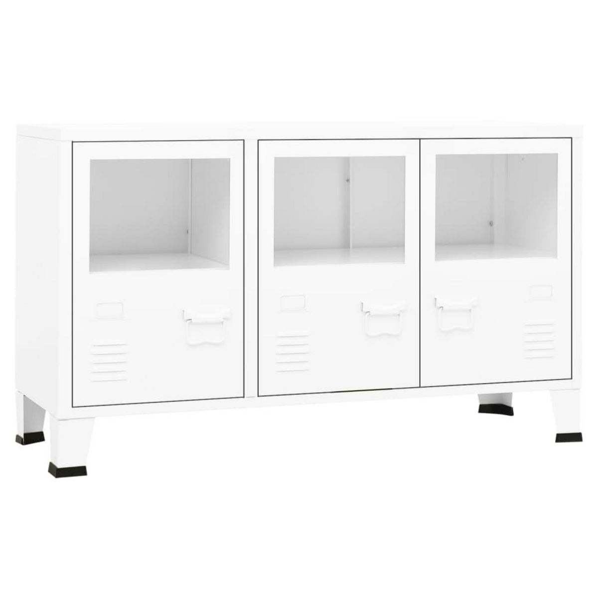 VIDAXL Buffet industriel Blanc 105x35x62 cm Metal et verre