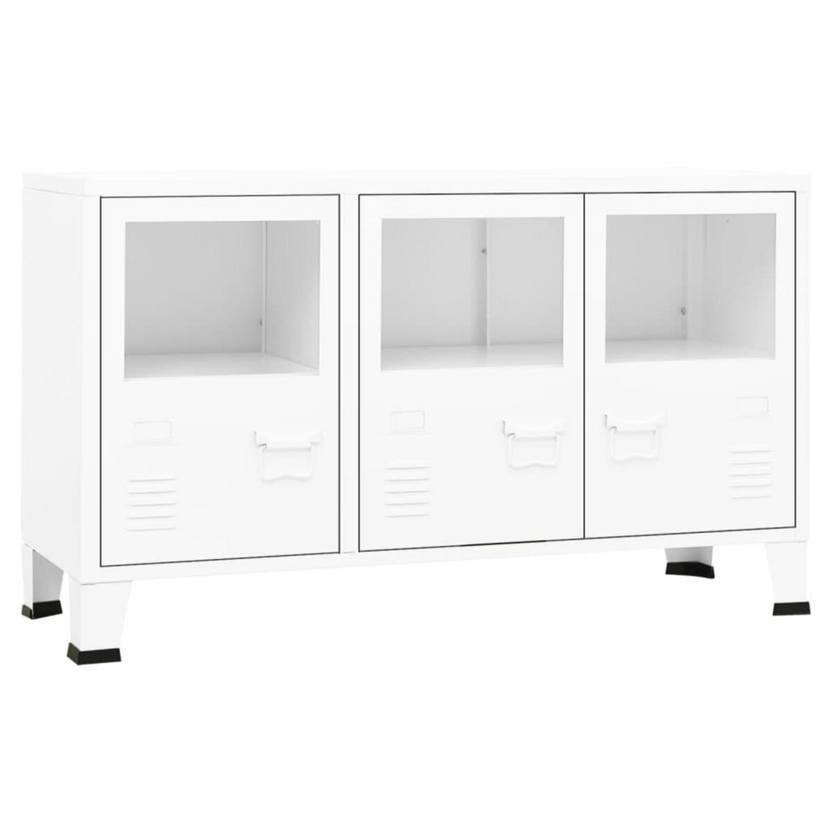 VIDAXL Buffet industriel Blanc 105x35x62 cm Metal et verre