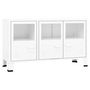 Voir la diapositive 2 : VIDAXL Buffet industriel Blanc 105x35x62 cm Metal et verre