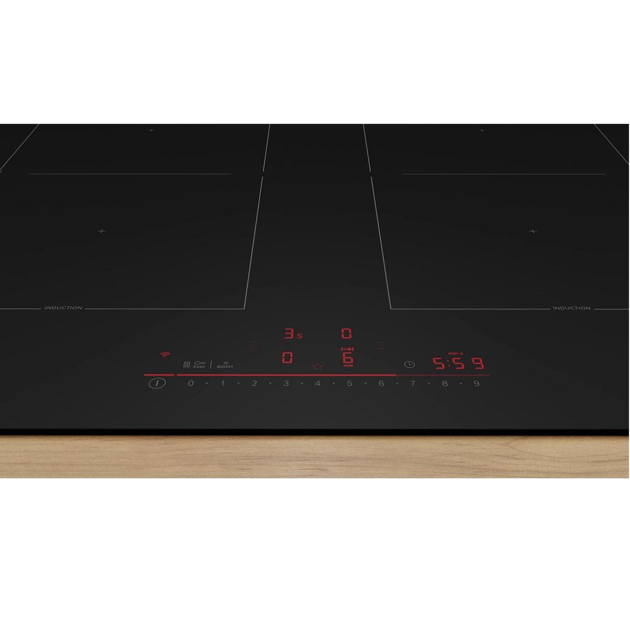 Voir la diapositive 2 : BOSCH Table de cuisson induction 60cm 4 feux 7400w noir mat - PVQ61CHB1E