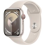 APPLE Montre connectée Serie 9 Cellular 45mm Aluminium/Lumièrestellaire S/M
