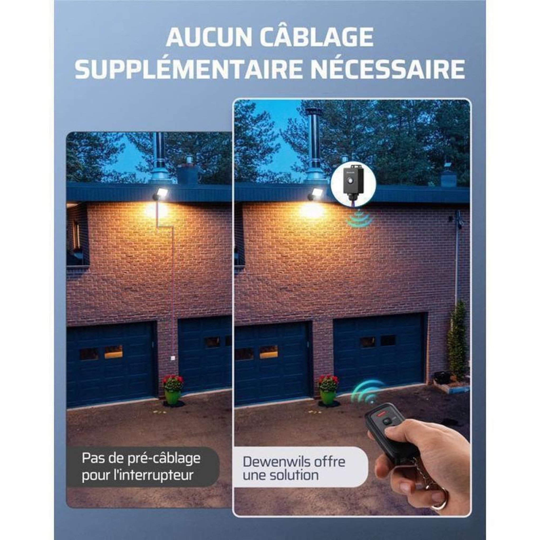 Voir la diapositive 2 : Kit interrupteur sans fil IP65 1 récepteur 30 m 433,92 MHz pour extérieur/intérieur, commande ON/OFF, charge max 3000 W, courant 15 A