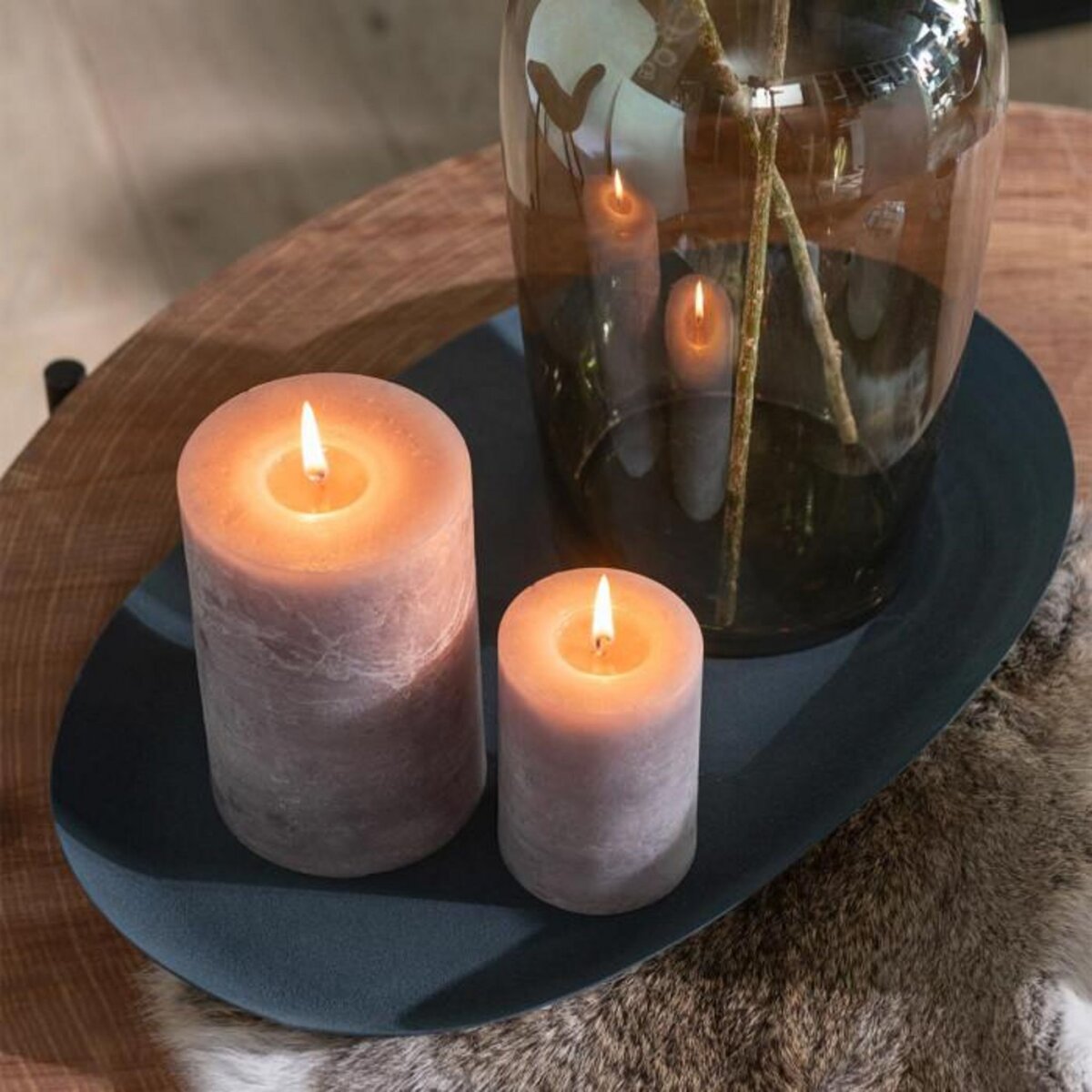 Paris Prix Lot de 2 Plateaux en Métal  Lise  54cm Bleu