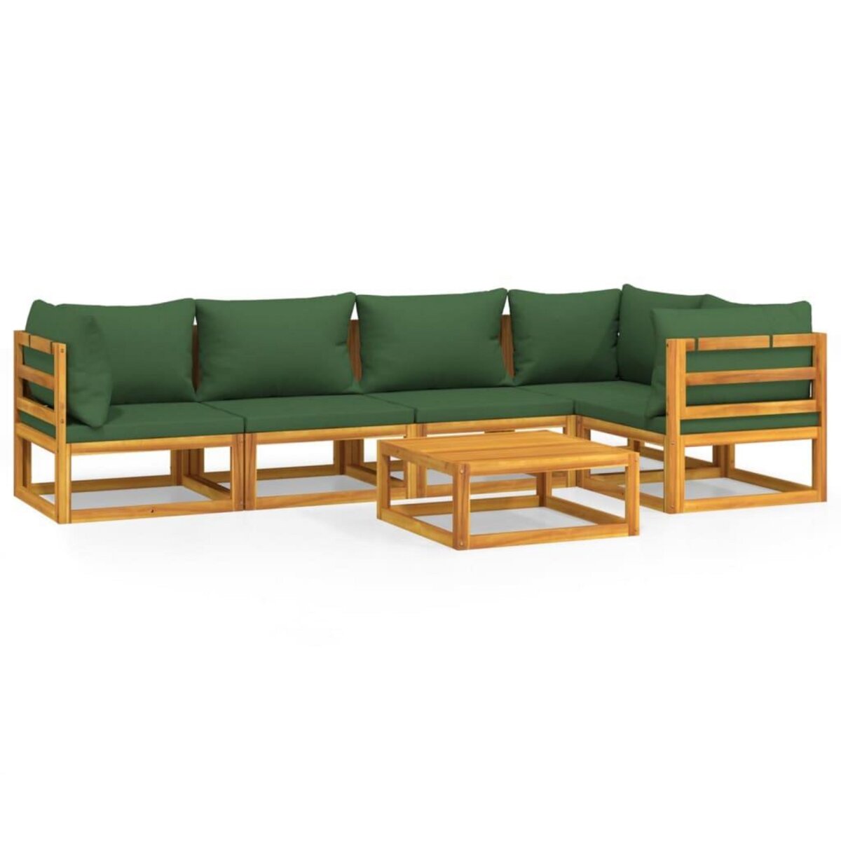 VIDAXL Salon de jardin 6 pcs avec coussins vert bois massif