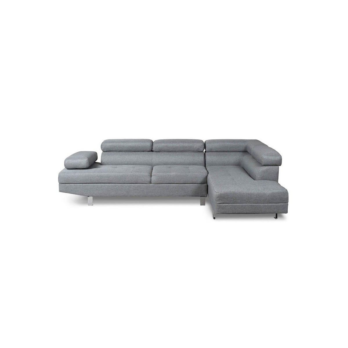 Paris Prix Canapé d'Angle Droit en Tissu  Têtière  260cm Gris