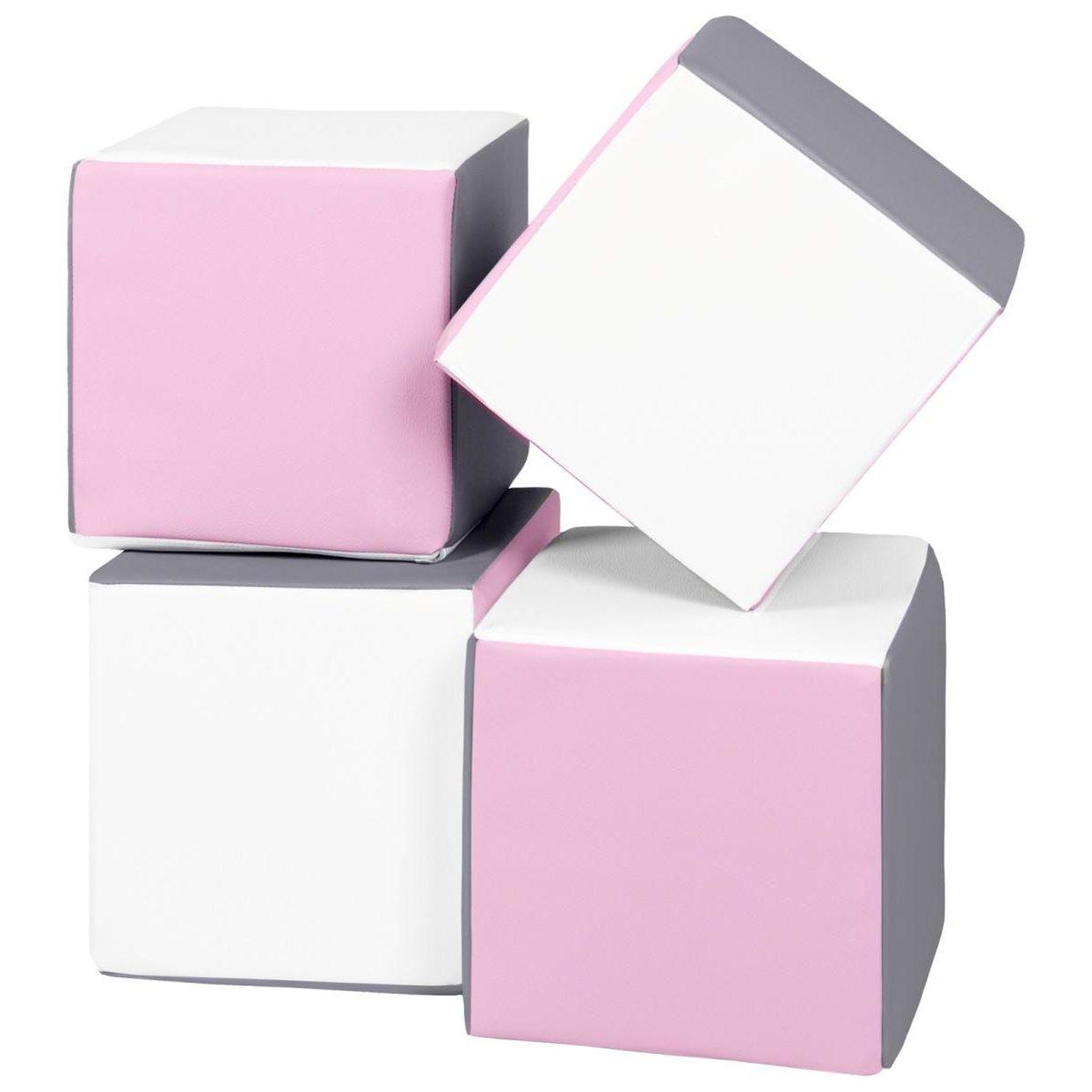 VELINDA Cubes - Lot de 4 blocs en mousse — blanc,rose clair,gris