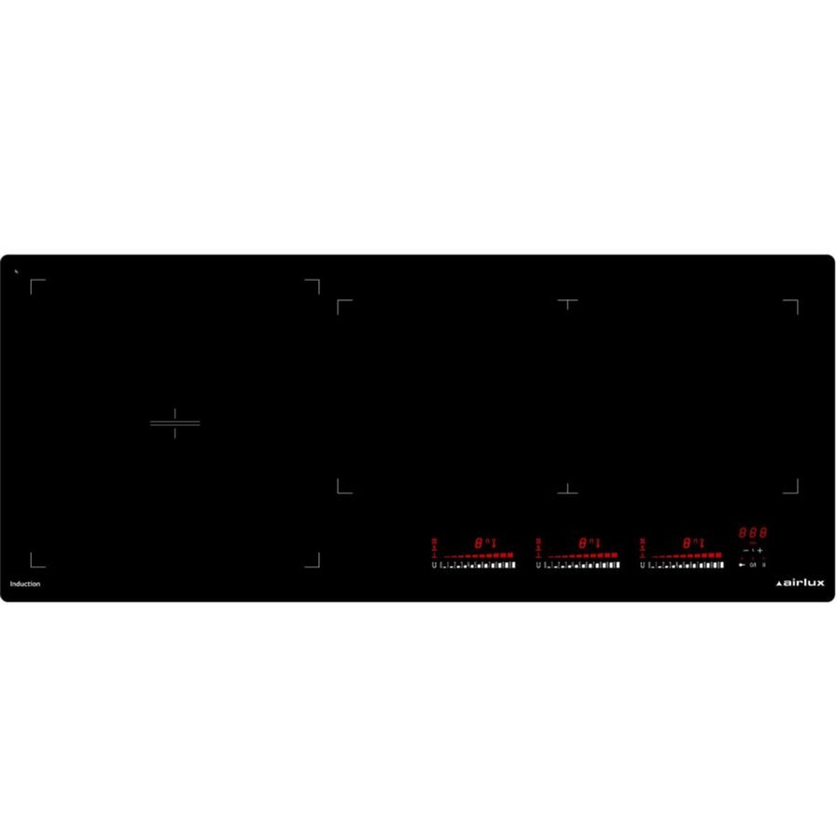 Airlux Table de cuisson induction 90cm 3 feux 7400w noir - atif930bk