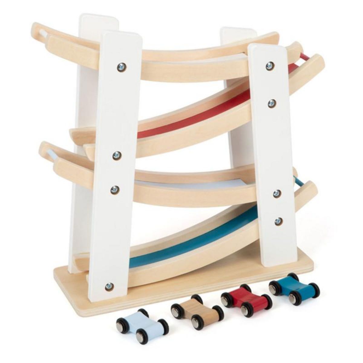 SMALL FOOT Small Foot - Wooden Car Track with 4 Cars 11873