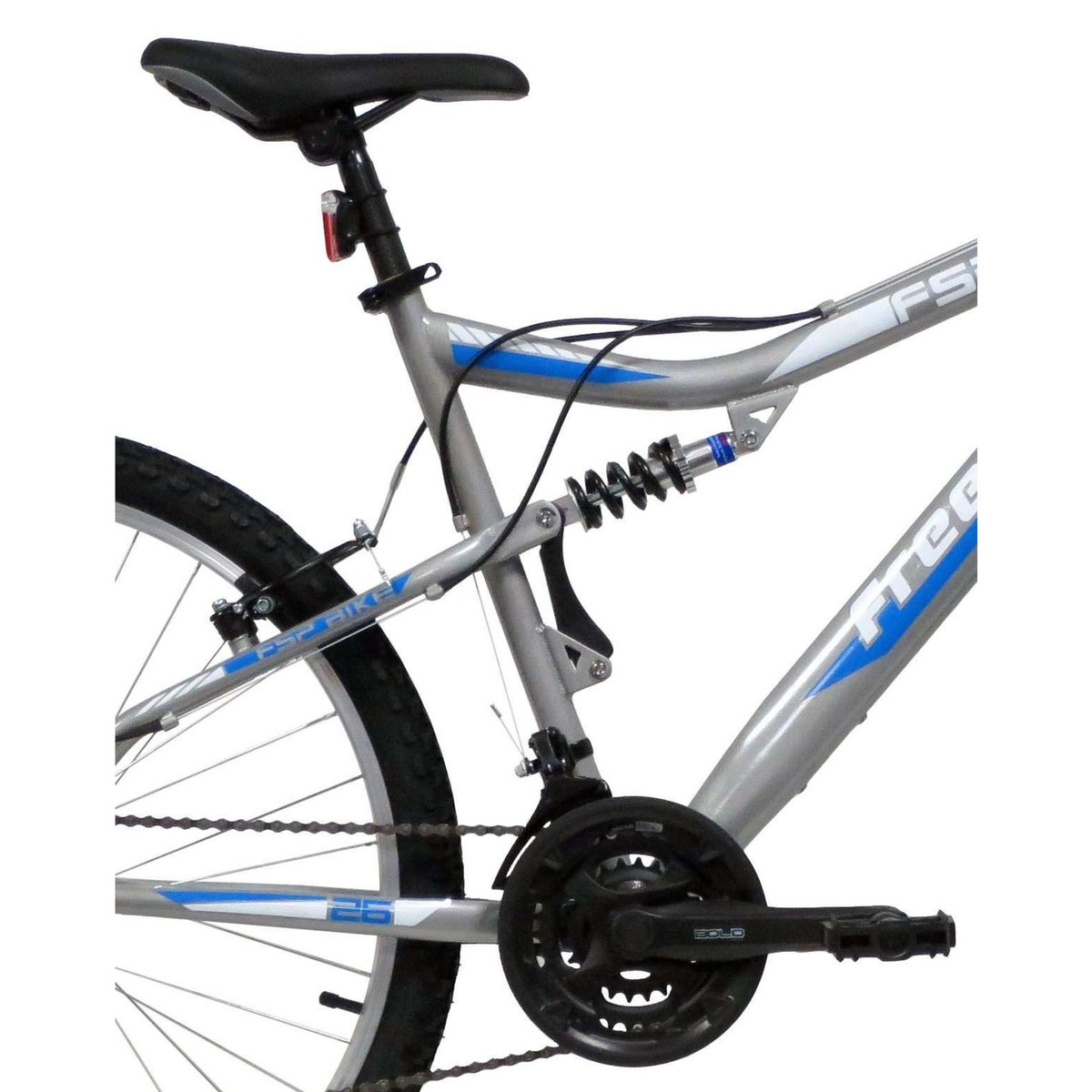 FREERIDER Vélo VTT 26'' Tout Suspendu   Freerider   équipé de 18 Vitesses - Freins V-Brake - Cadre Suspendu acier et Fourche télescopique - Dérailleur Shimano & Jantes en aluminium