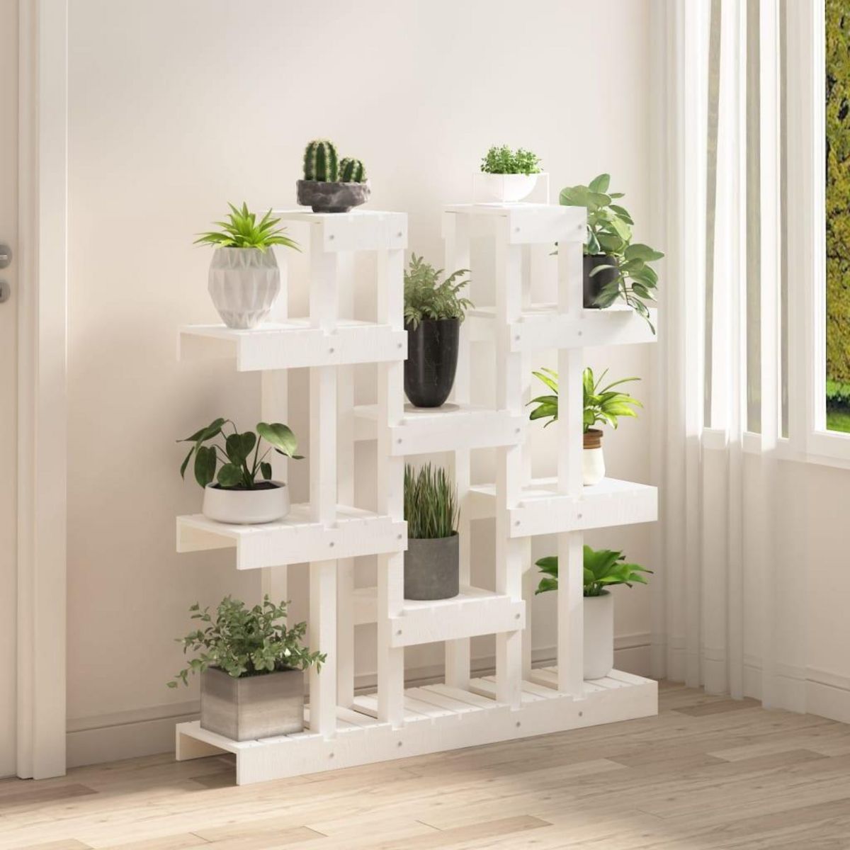 VIDAXL Support a plantes Blanc 104,5x25x109,5 cm Bois massif de pin