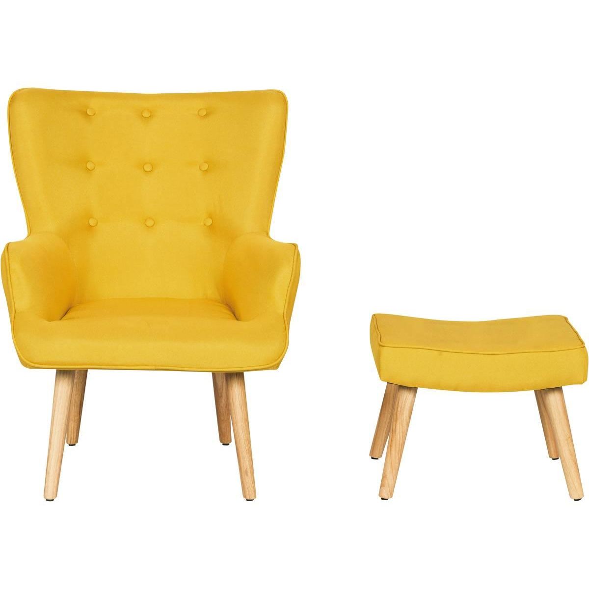Habitat et Jardin Fauteuil style scandinave en tissu  Odense  - 1 place - Jaune