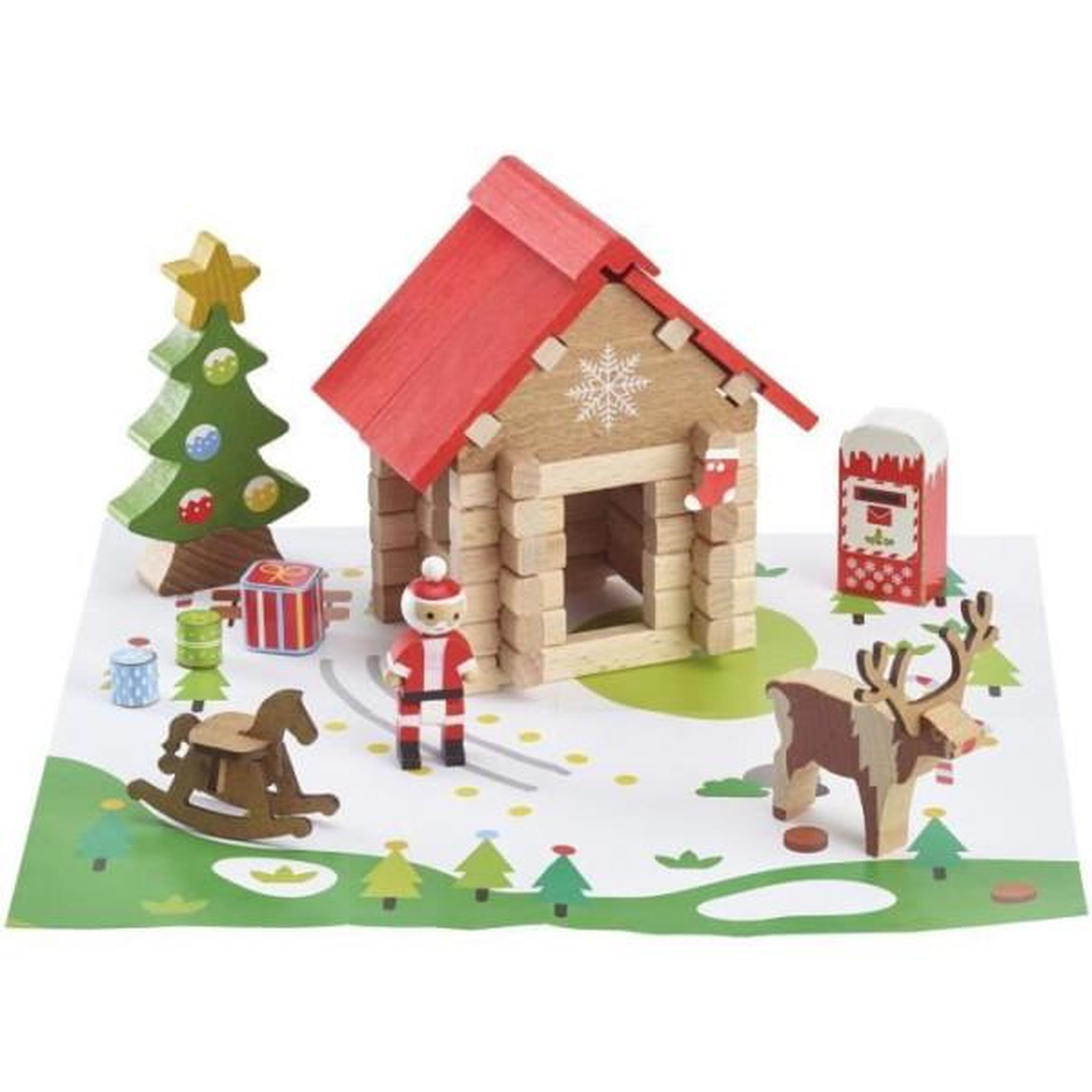 JeuJura La cabane du Pere Noël - Jeu de construction - JEUJURA - 60 pieces