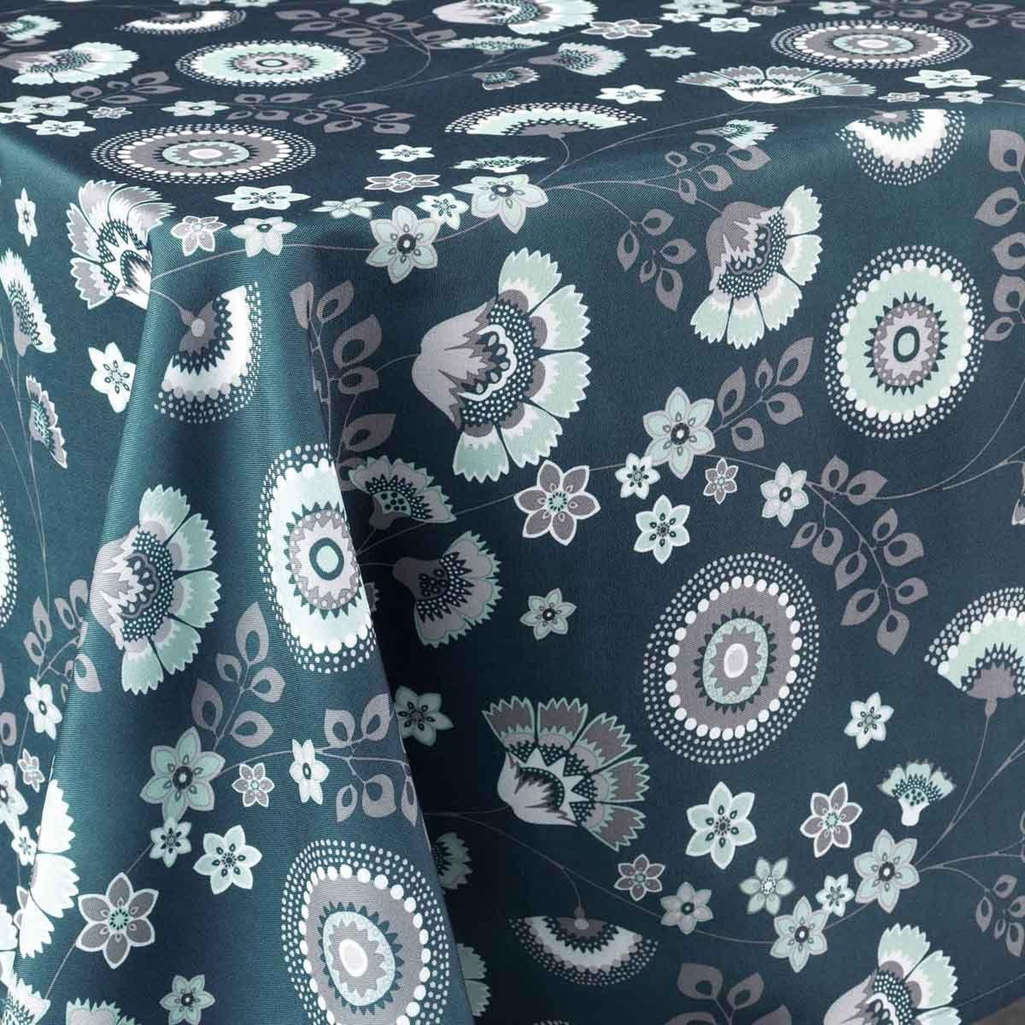 Voir la diapositive 2 : Douceur d'Intérieur Nappe imprimée  garance  145x240cm bleu