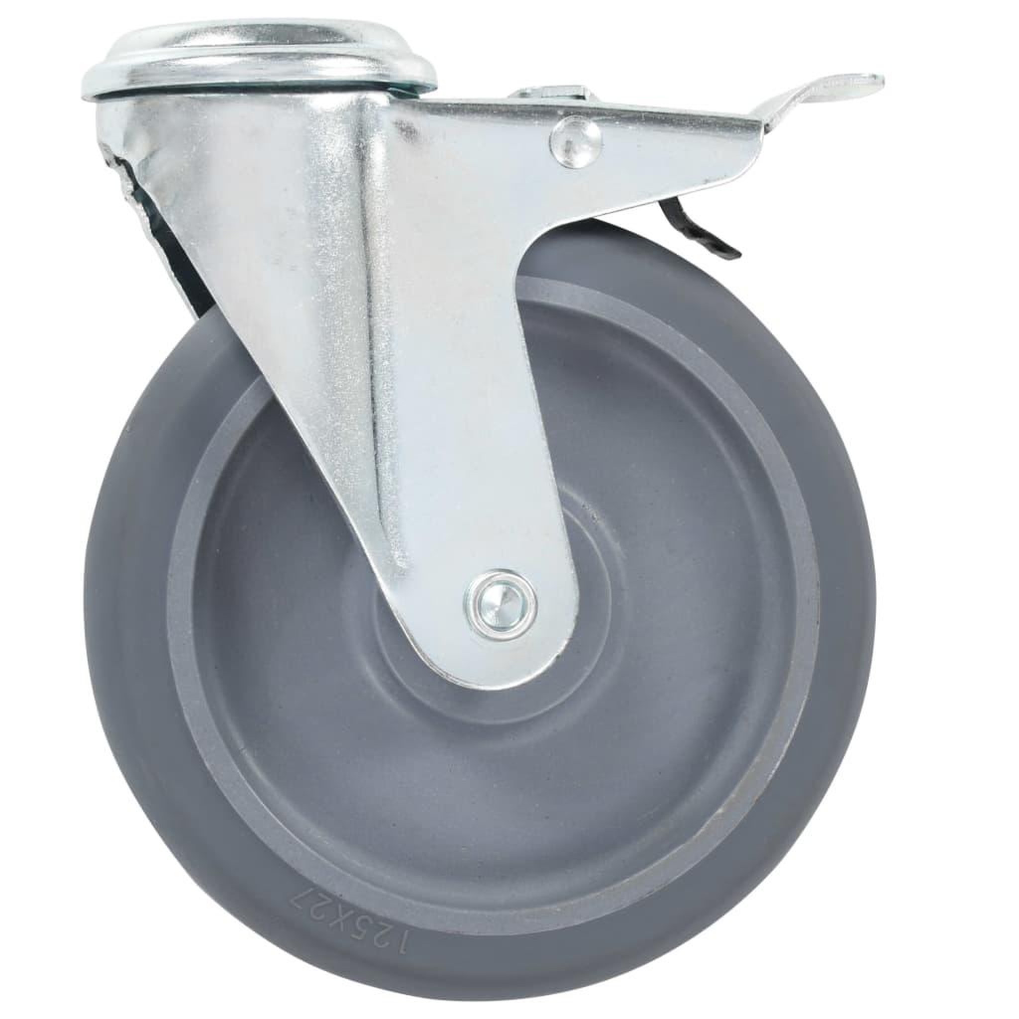 Voir la diapositive 4 : VIDAXL 4pcs Roulettes pivotantes a trou de boulon a double frein 125mm