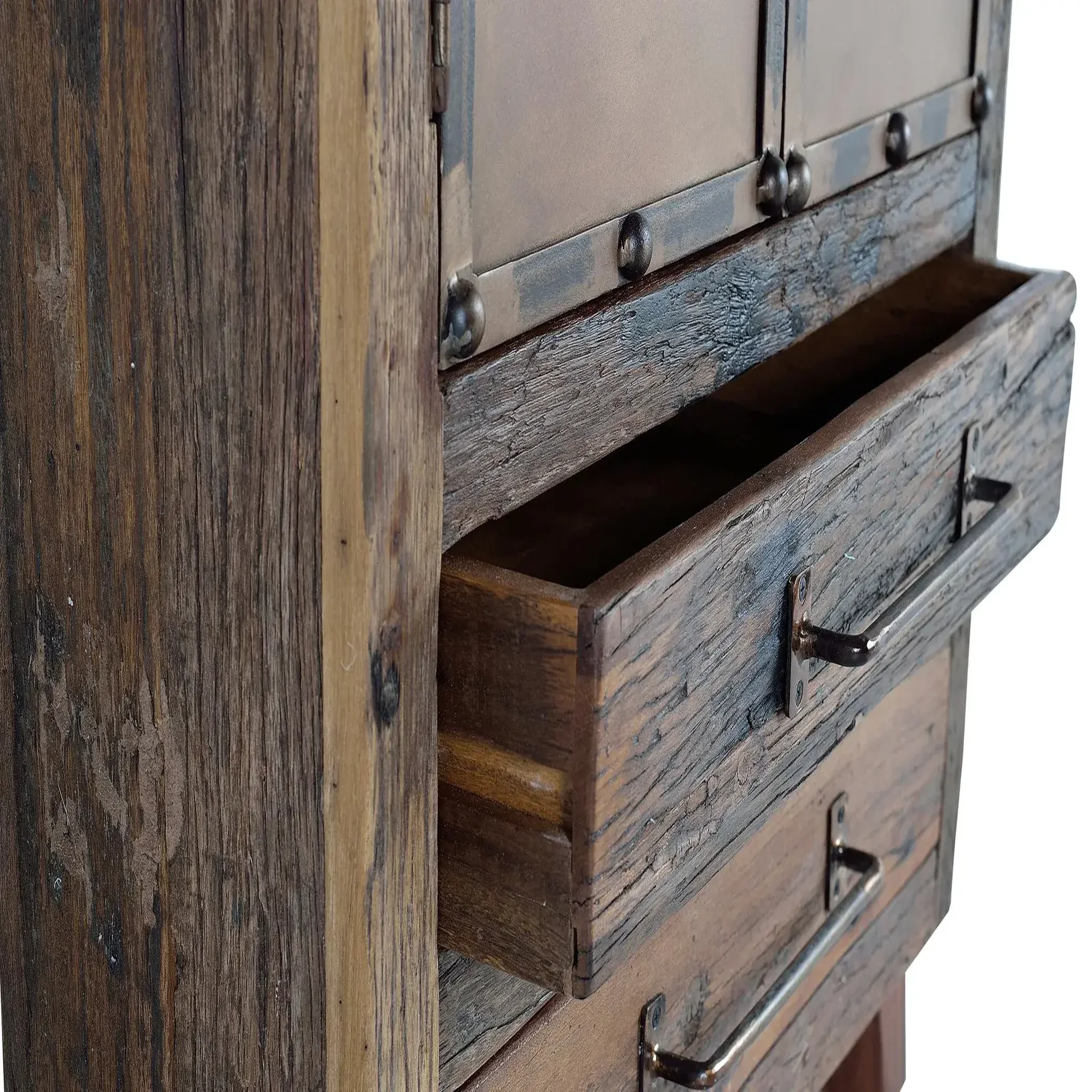 Voir la diapositive 3 : GINER Y COLOMER SL Meuble d'appoint en bois recyclé 75 cm style industriel vintage