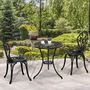 Voir la diapositive 2 : OUTSUNNY Ensemble salon de jardin 2 places 2 chaises + table ronde fonte d'aluminium imitation fer forgé noir