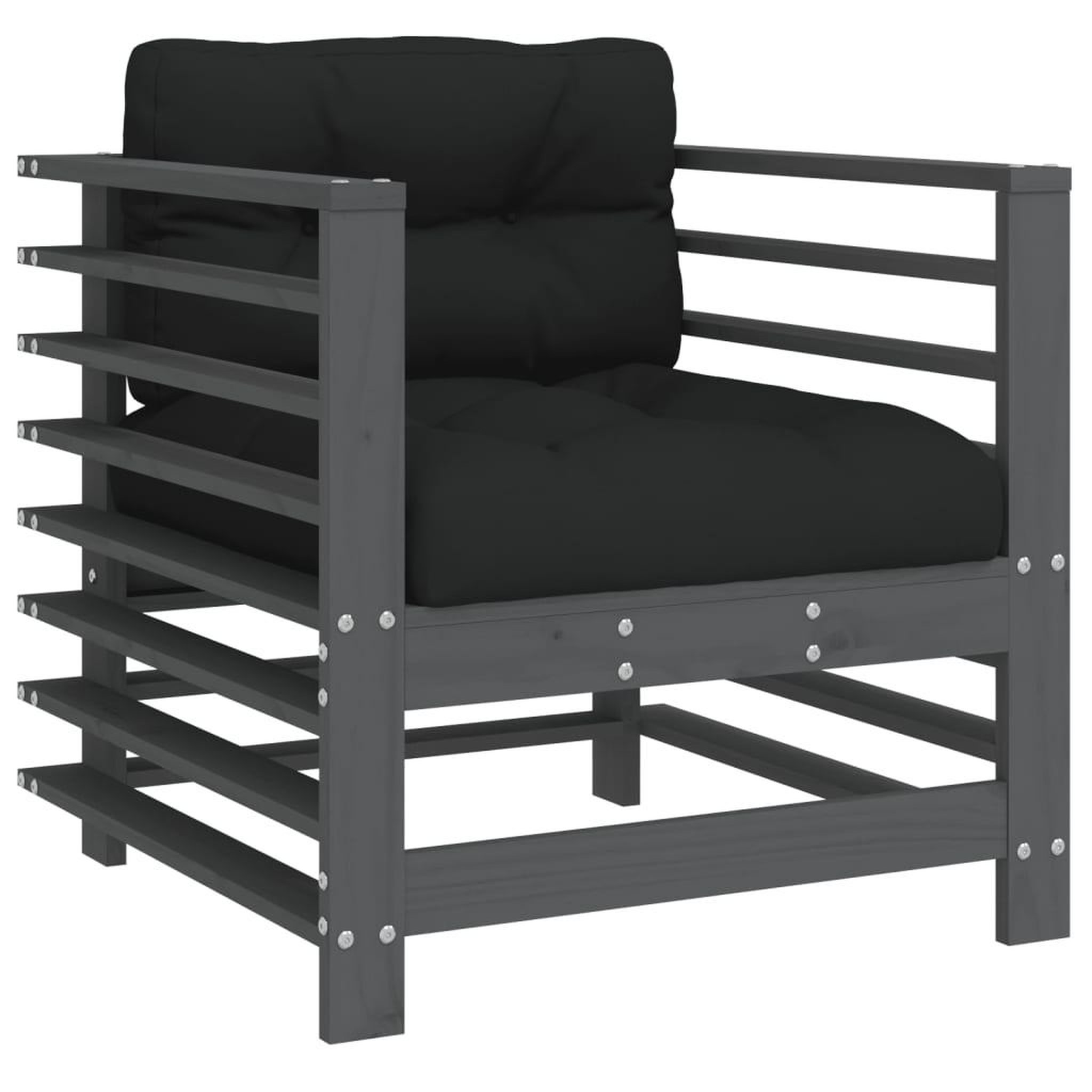 Voir la diapositive 3 : VIDAXL Chaises de jardin et coussins lot de 2 gris bois de pin massif
