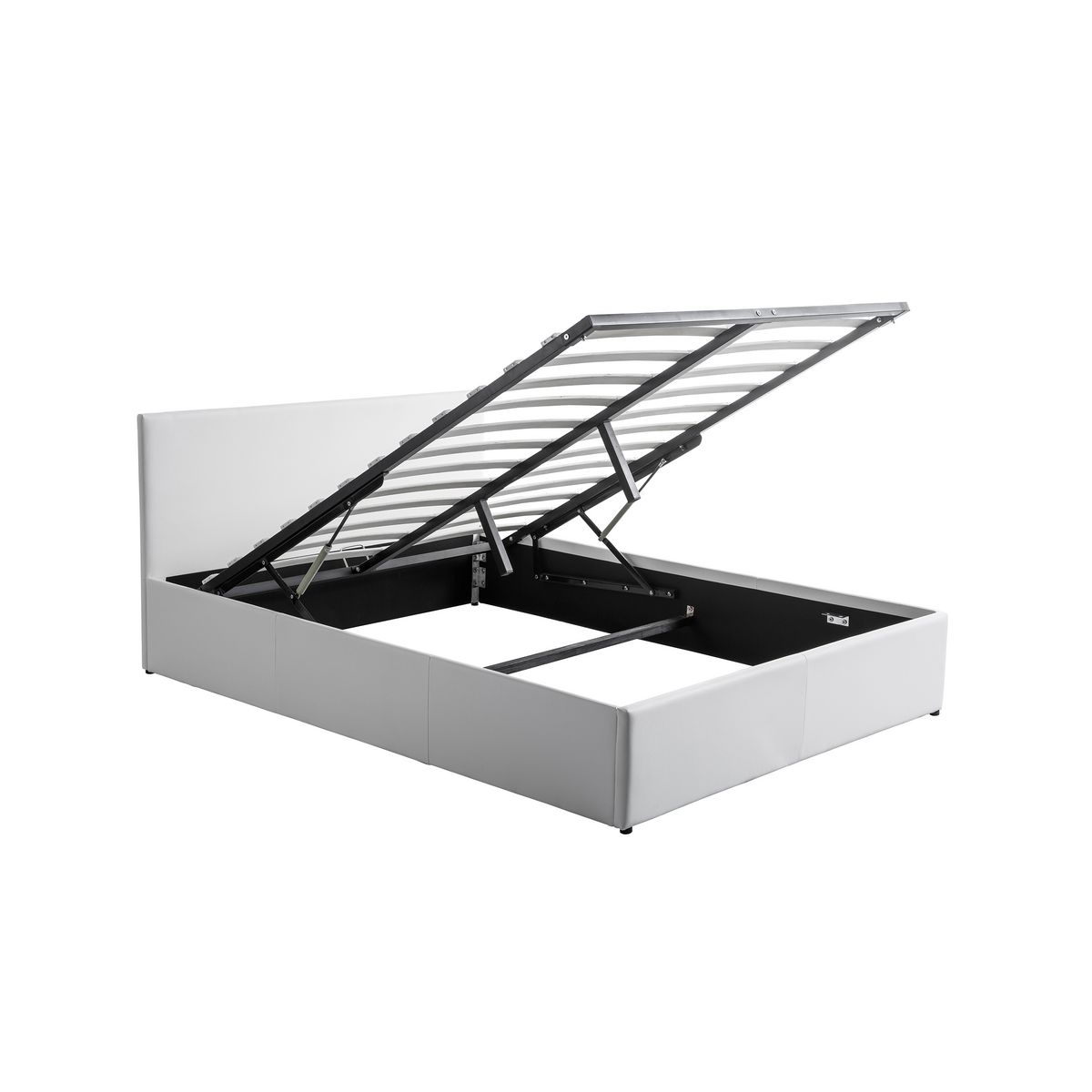 Lit coffre 140x190 cm avec sommier à lattes et tête de lit LED WILLOW