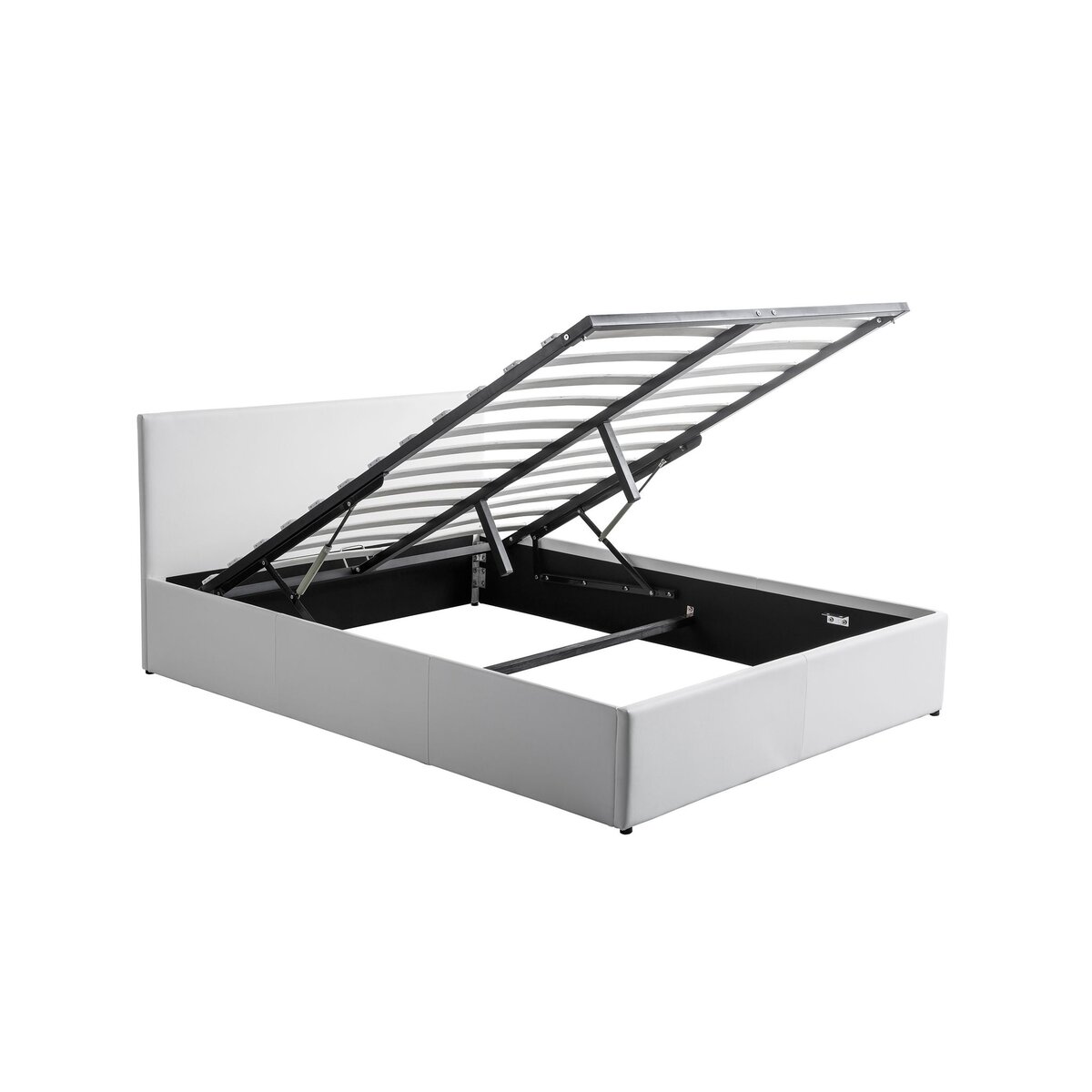 Lit coffre 140x190 cm avec sommier à lattes et tête de lit LED WILLOW