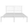 VIDAXL Cadre de lit metal avec tete de lit blanc 140x190 cm