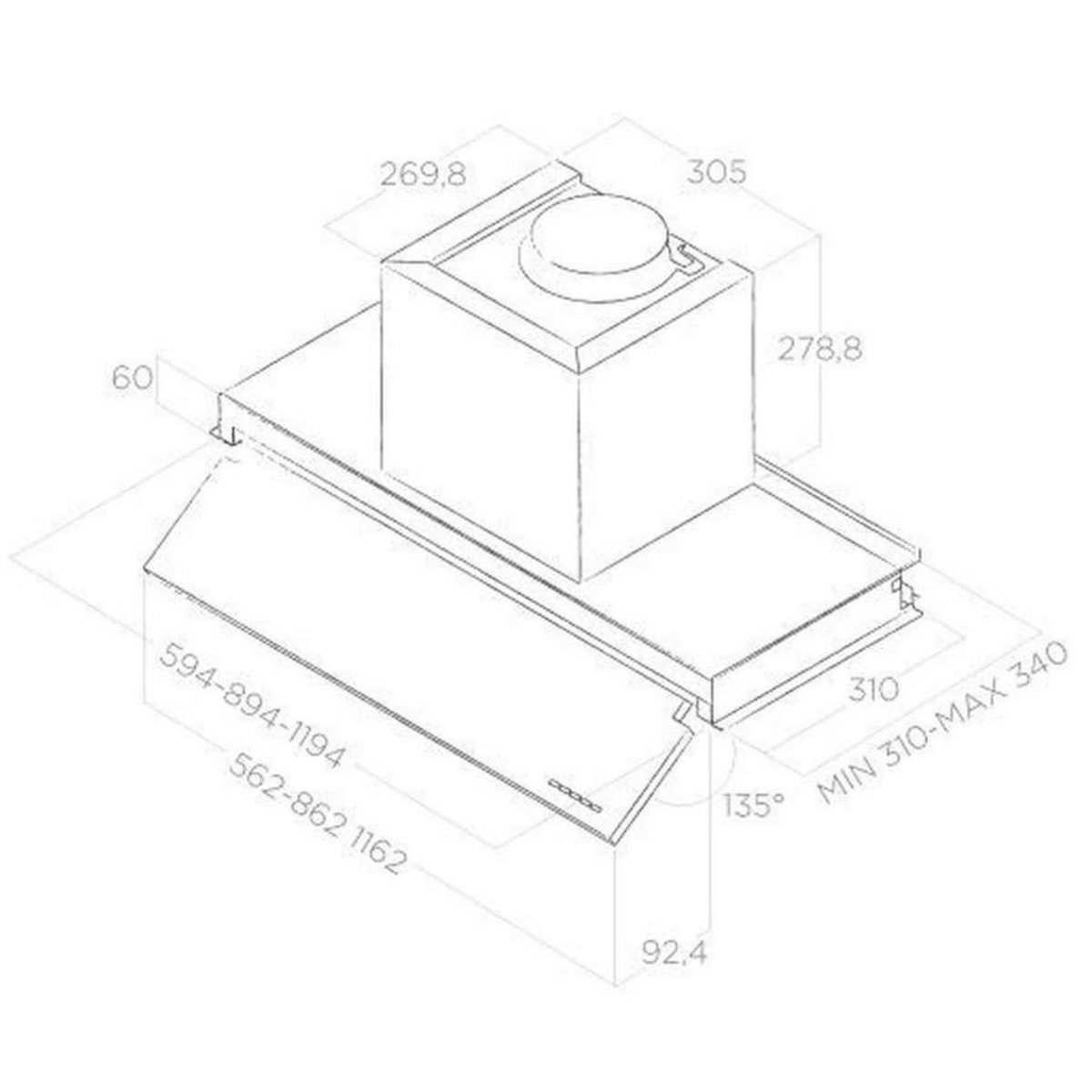 ELICA Groupe filtrant 90cm 365m3/h 60db inox - boxinnodripixa90