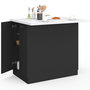 Voir la diapositive 4 : ID MARKET Ilot central IVO 100 cm bois noir avec plan de travail effet marbre ALASKA