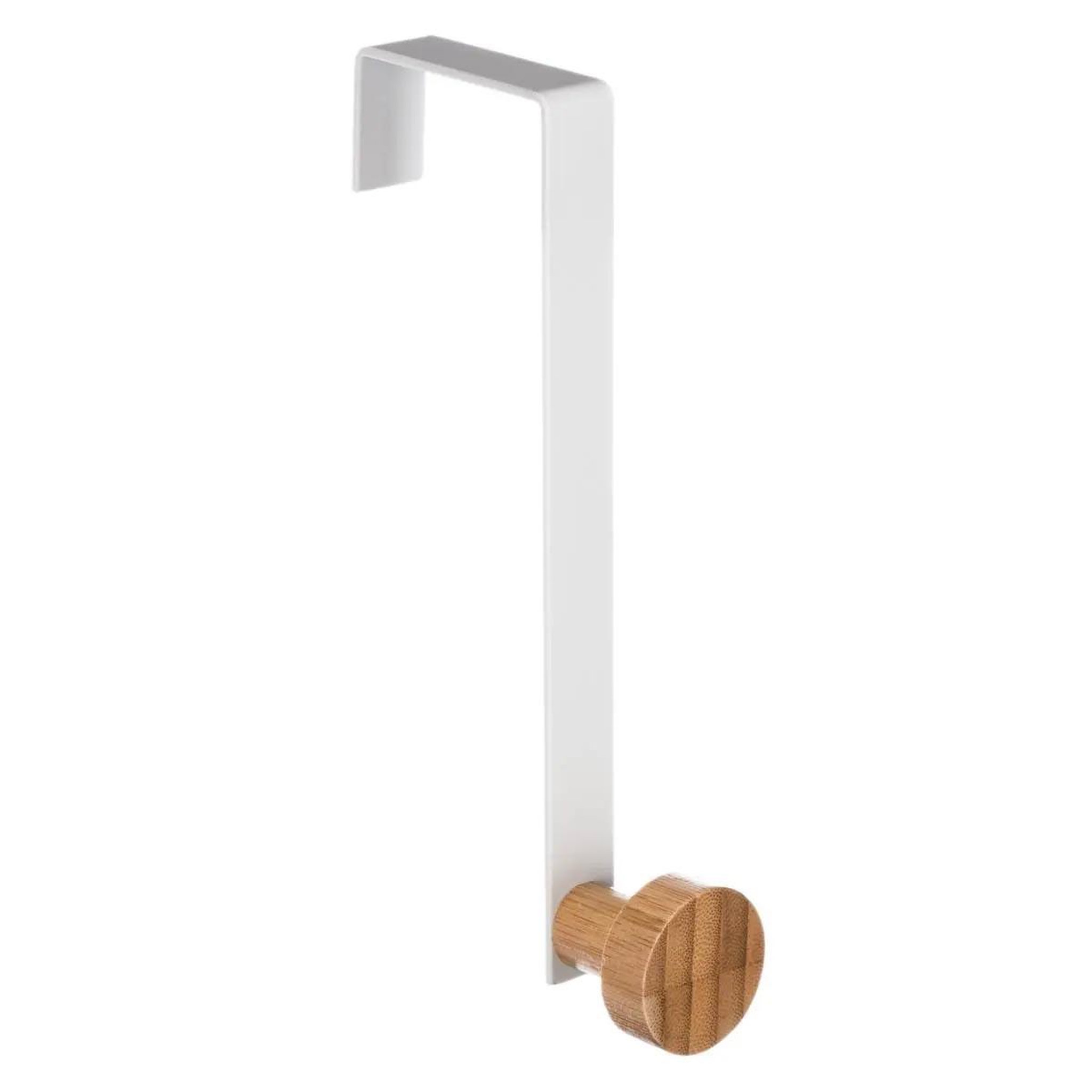 FIVE Patère en métal & bambou  1 tête  16cm blanc