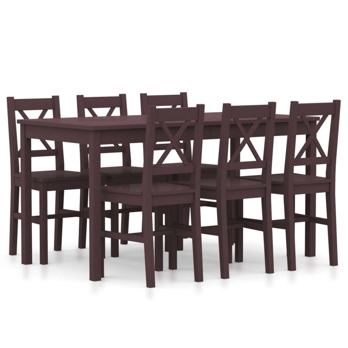 VIDAXL Ensemble de salle a manger 7 pcs Pinede Marron fonce