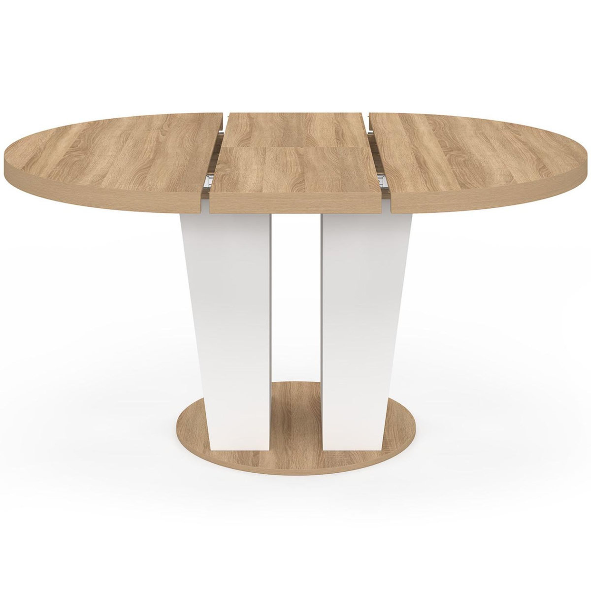 ID MARKET Table à manger extensible ronde ELIAD 4-8 personnes bois et blanc 110-150 cm