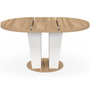 Voir la diapositive 3 : ID MARKET Table à manger extensible ronde ELIAD 4-8 personnes bois et blanc 110-150 cm