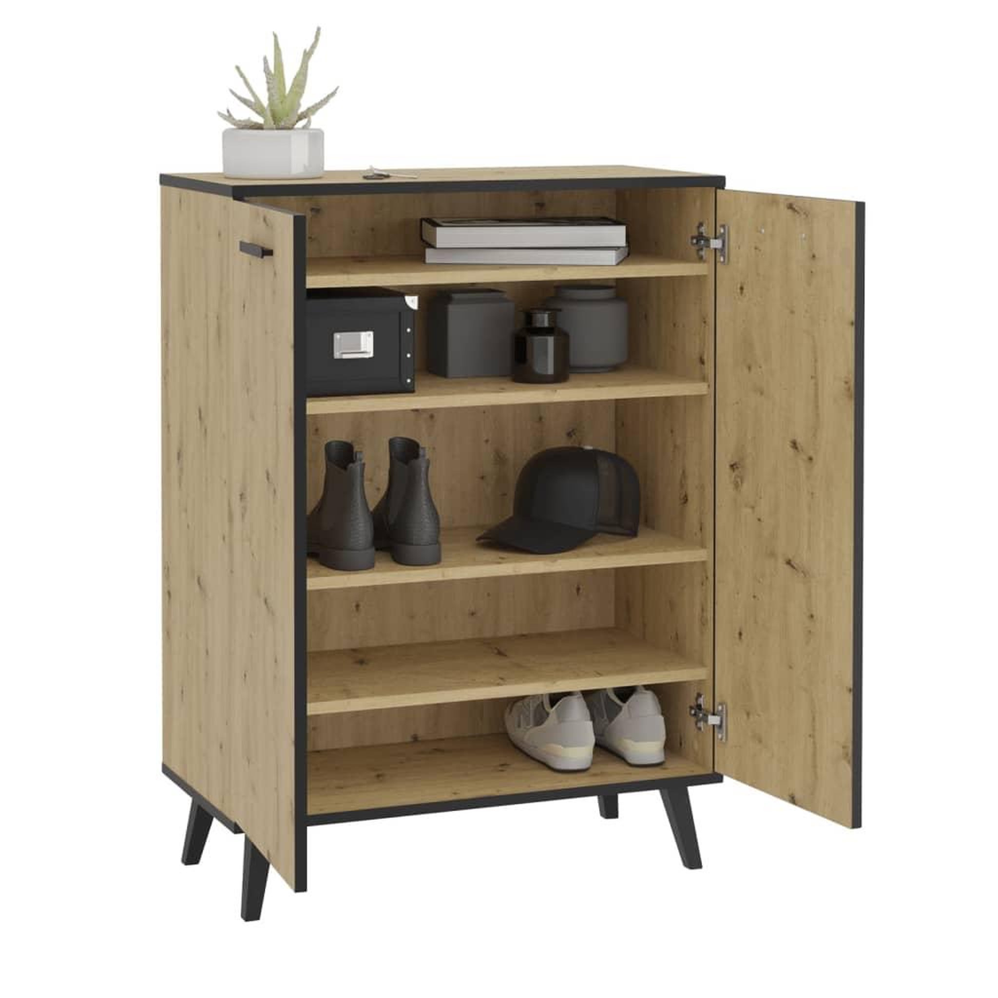 Voir la diapositive 3 : FMD FMD Armoire a chaussures avec 5 compartiments 68,5x33x93,5 cm