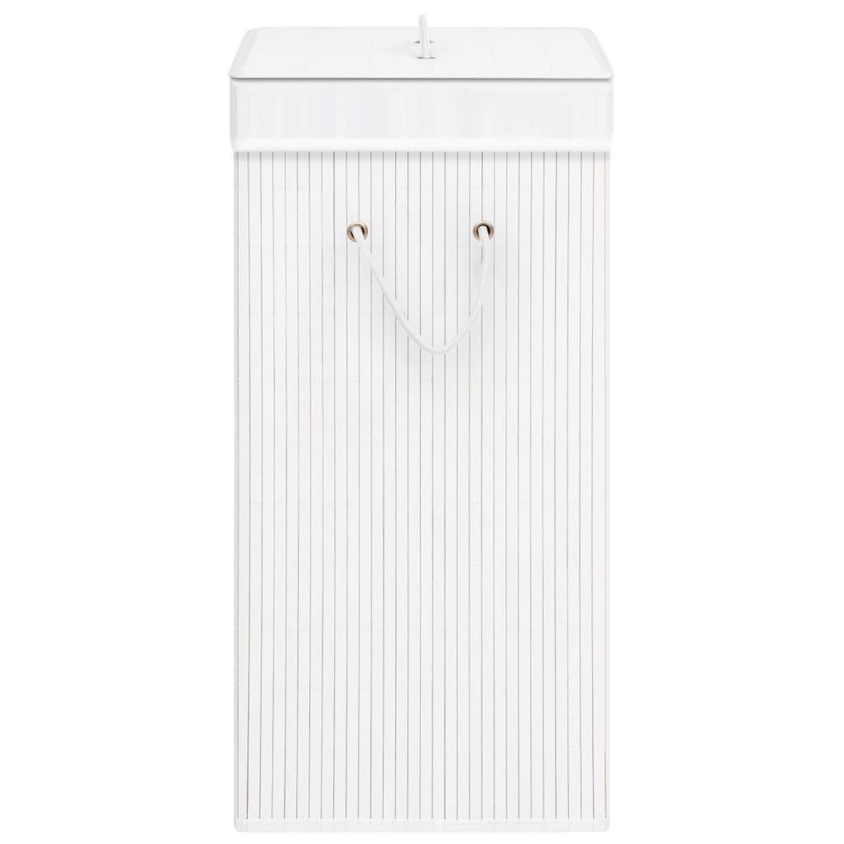 VIDAXL Panier a linge avec 2 sections bambou blanc 72 L
