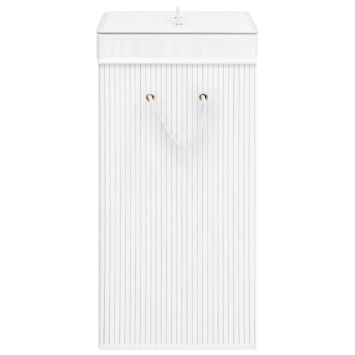 VIDAXL Panier a linge avec 2 sections bambou blanc 72 L