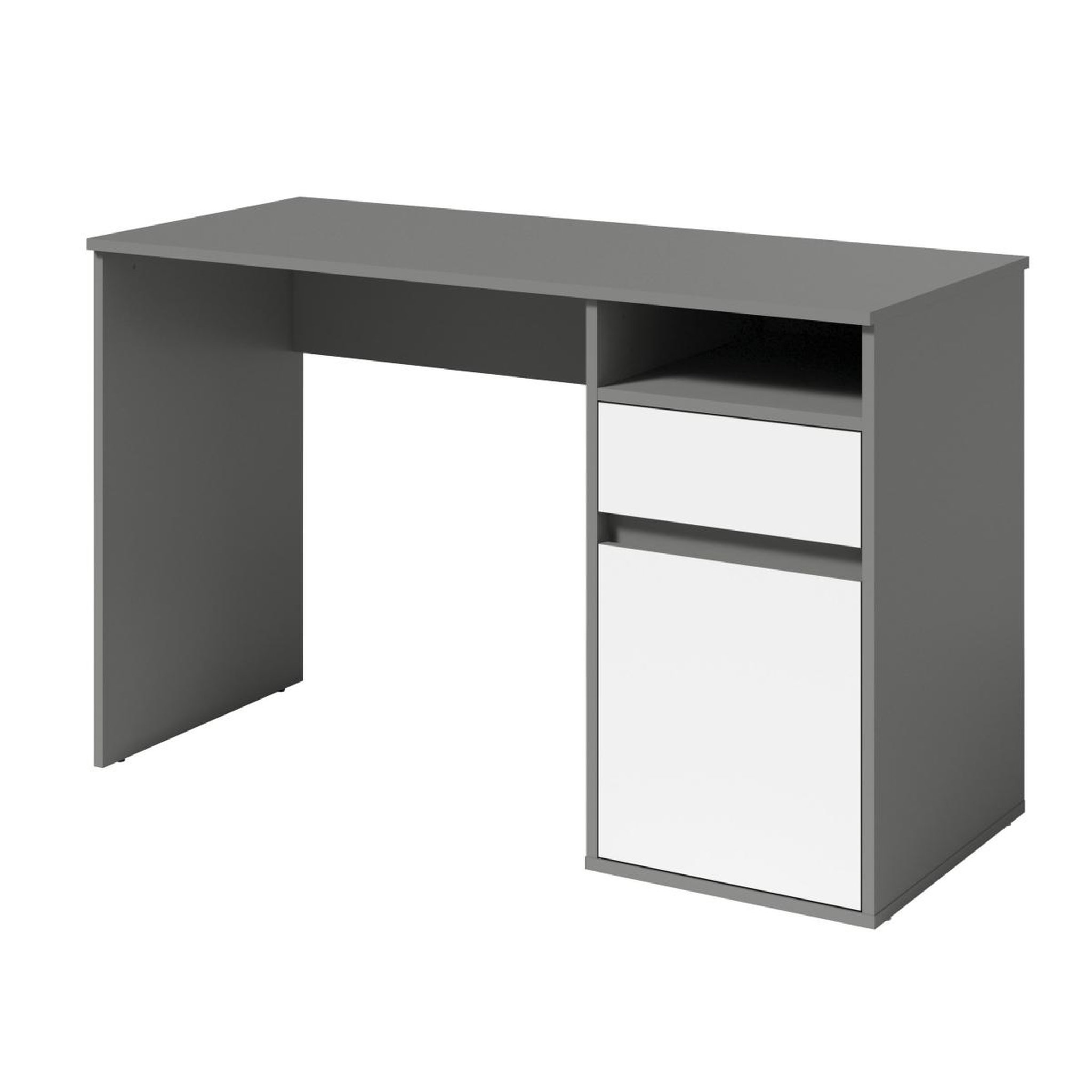 JLC KREATION Bureau moderne gris et blanc 120cm avec rangement ALBI