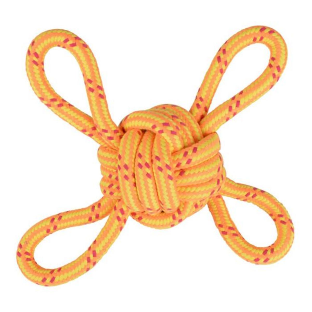 Paris Prix Jouet pour Chien  Corde Nœud 4 Poignées  35cm Orange