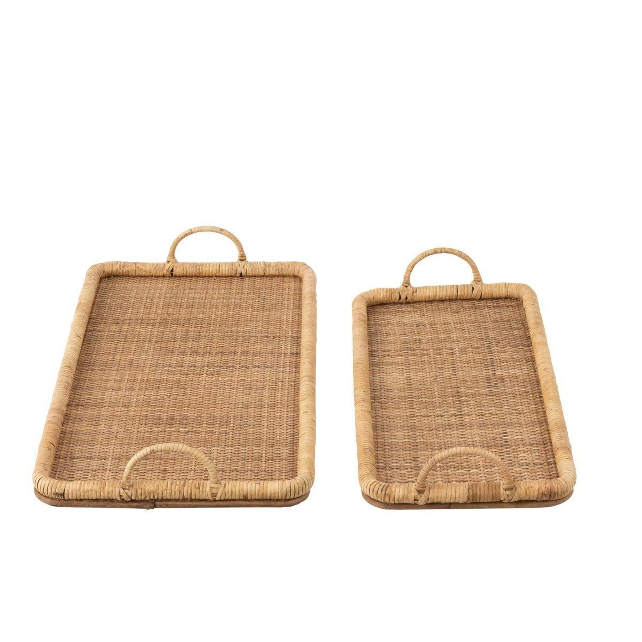 Voir la diapositive 2 : J-LINE Lot de 2 plateaux de service  rotin  71cm naturel
