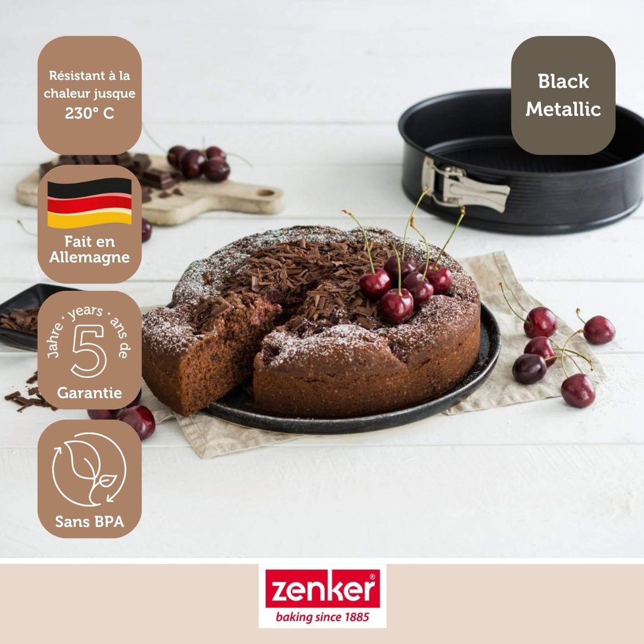 Voir la diapositive 5 : ZENKER Moule à manqué à charnière avec fond à savarin 18 cm zenker black metallic