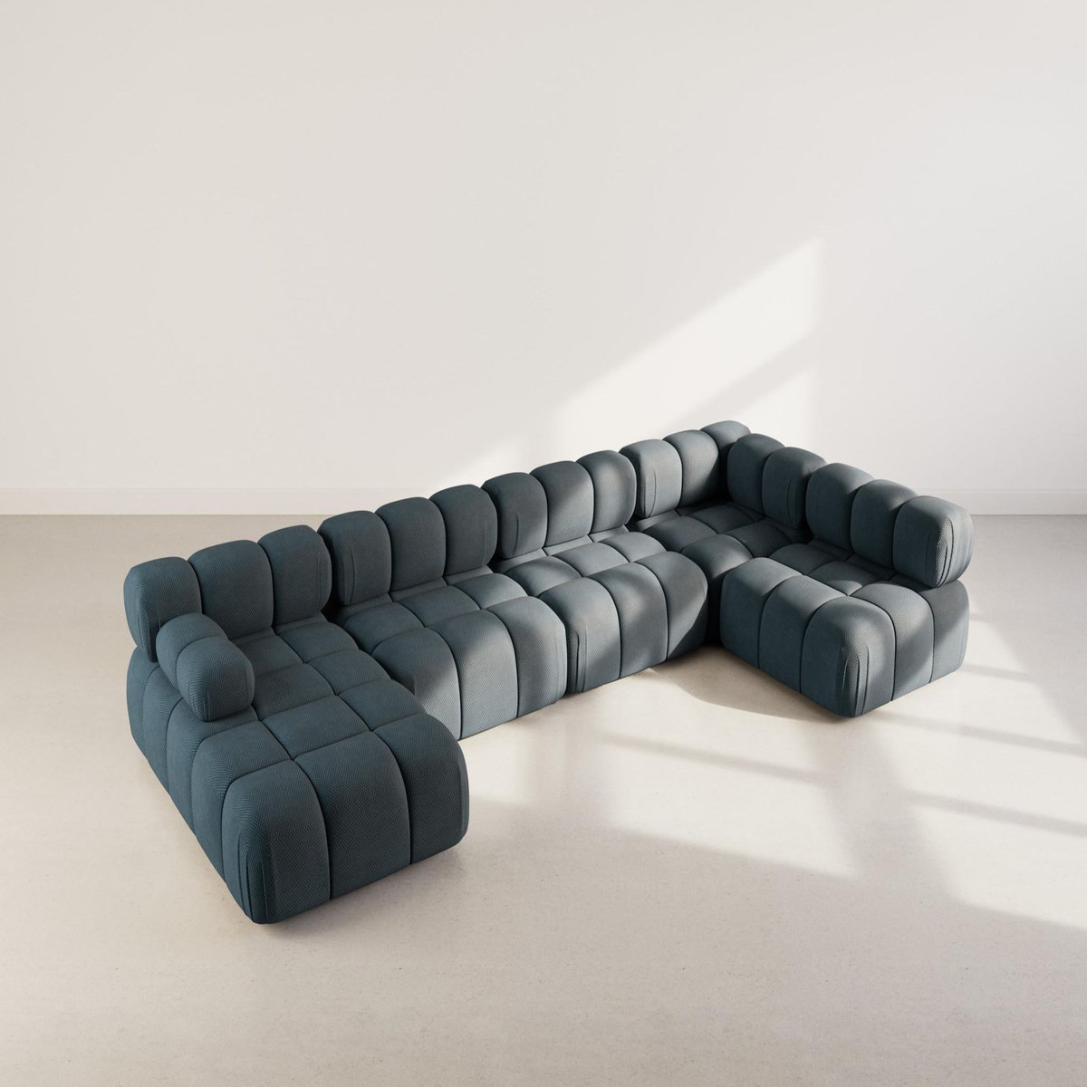 LISA DESIGN Ruby - canapé panoramique modulable d'angle droit 7 places en velours texturé