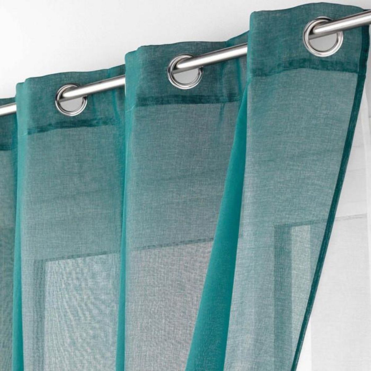 Paris Prix Rideau Voilage à Œillets  Duetto  140x240cm Pétrole & Blanc