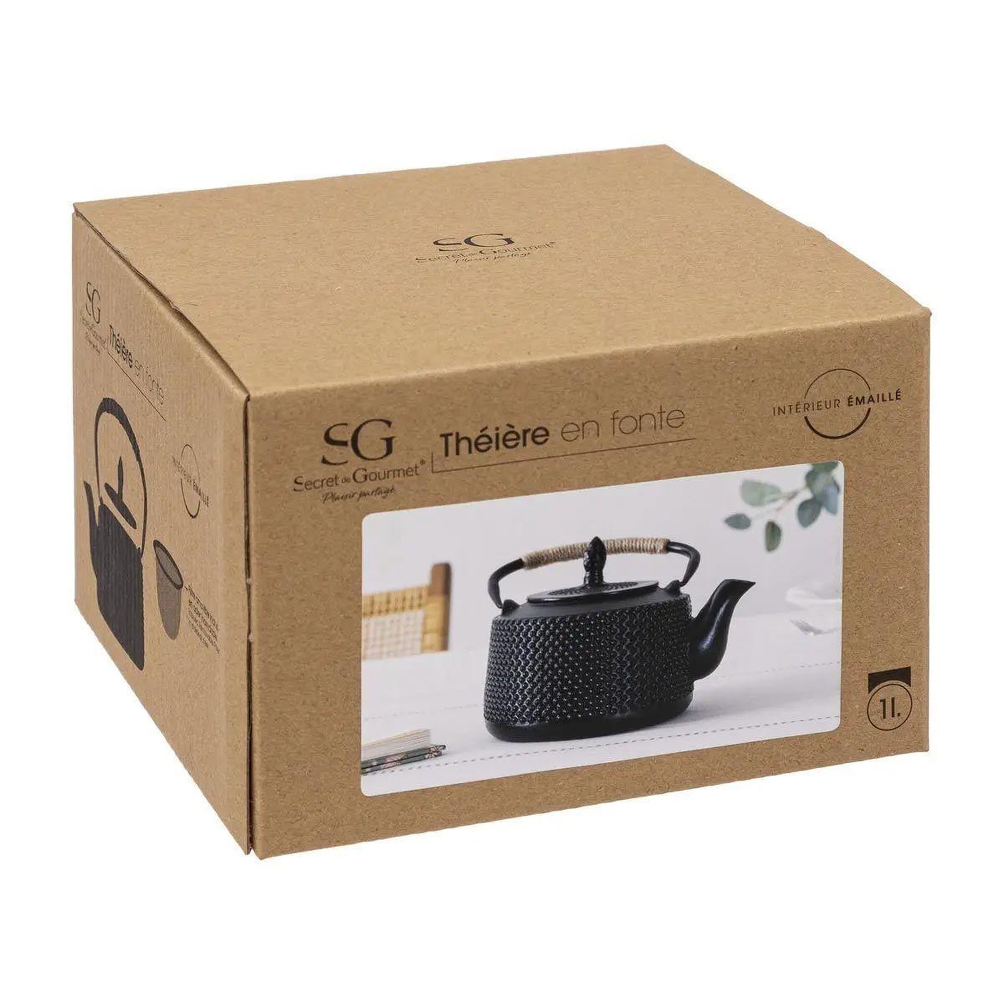 Voir la diapositive 4 : SECRET DE GOURMET Théière en fonte  flora  1l noir